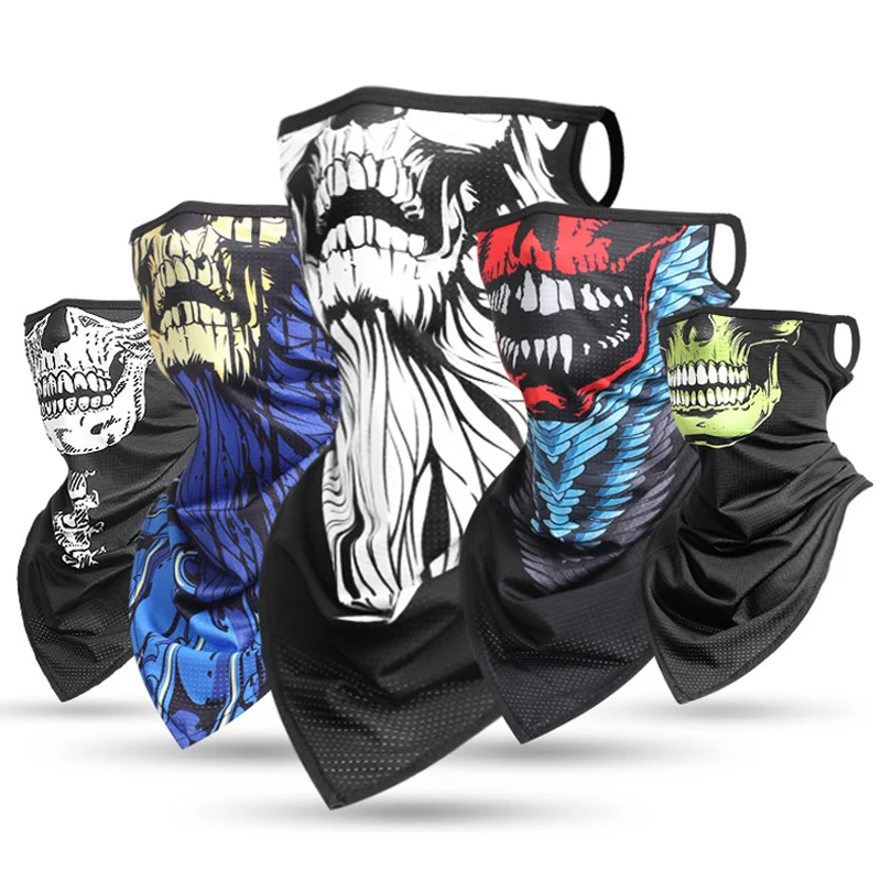 

Breathable Sport Skull Face Bandana Ear Loops Mask Ski Fishing Hiking Camping Running Neck Warm Gaiter Cover Men Women Balaclava