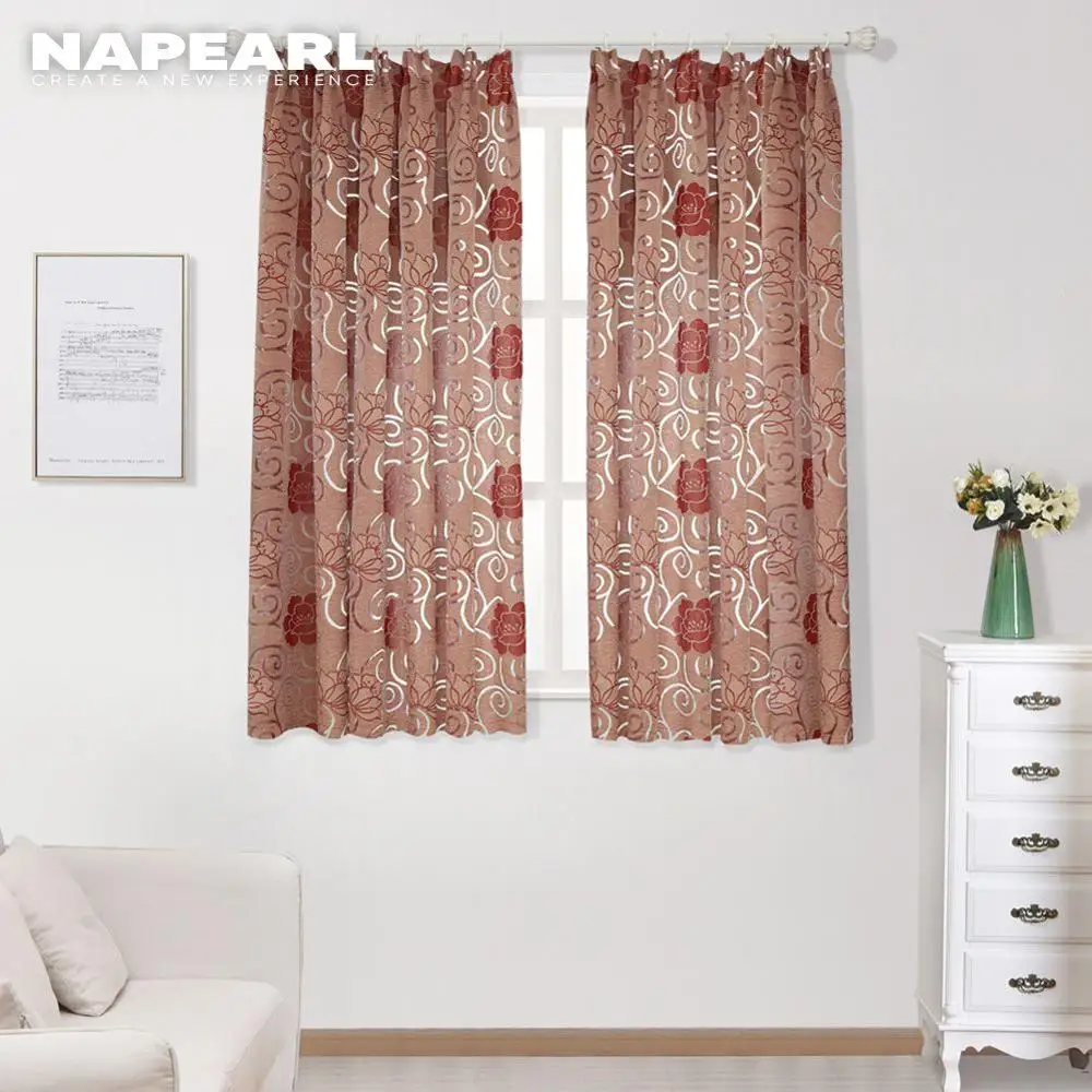 Готовые короткие занавески NAPEARL двухцветные для кухни окон Цветочные