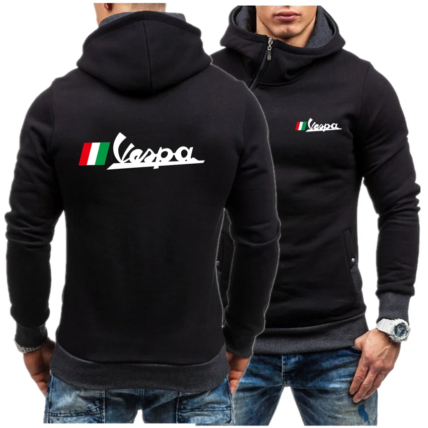 

Vespa2021 New Hot Sale Spring Autumn Diagonal Zipper Letter Printing Personality Trend Pullover Hoodie Fashion All-Match Sports