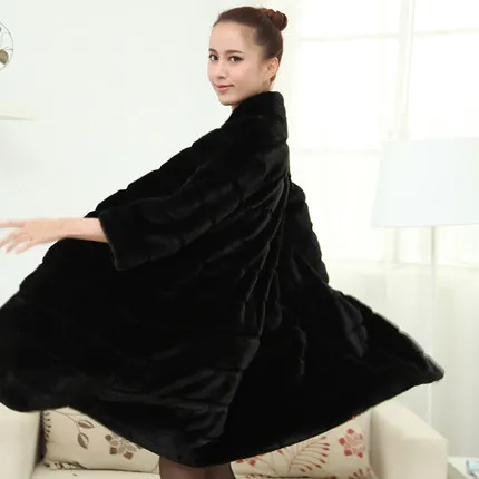 Women Faux Rex Rabbit Fur Coat N1