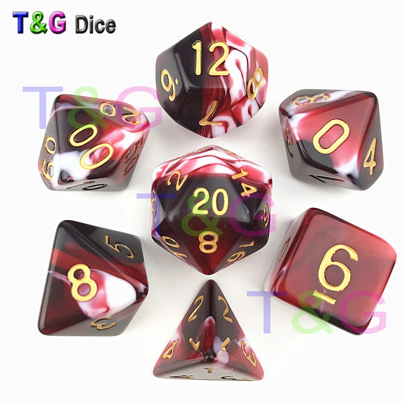 Высококачественный набор D4 D6 D8 D10 D12 D20 многогранная Игра Пластиковые кости для