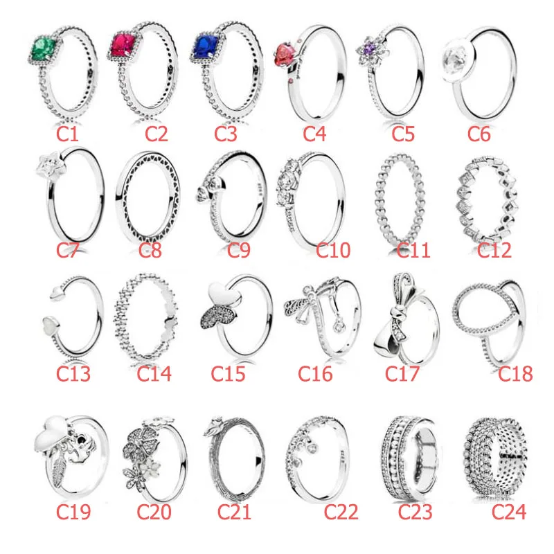 925 Sterling Silver Ring Original Circles Hearts Of Halo With Crystal Ring Fit DIY Jewelry