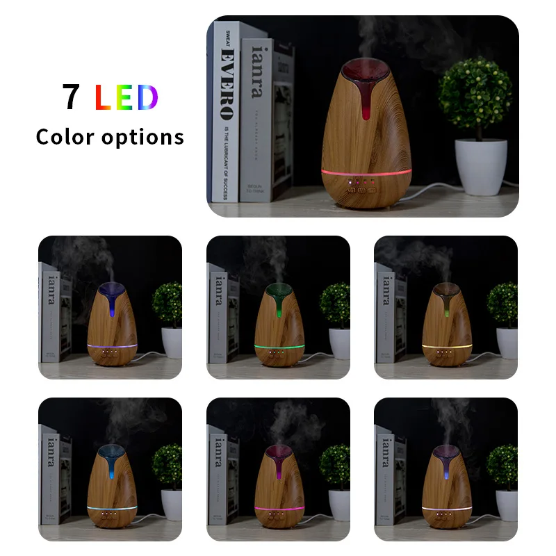 USB Wood Graind Essential Oil Aroma Diffuser 7 Colors Light Ultrasonic Air Humidifier Mist Maker Fogger with Timer 120ml enlarge