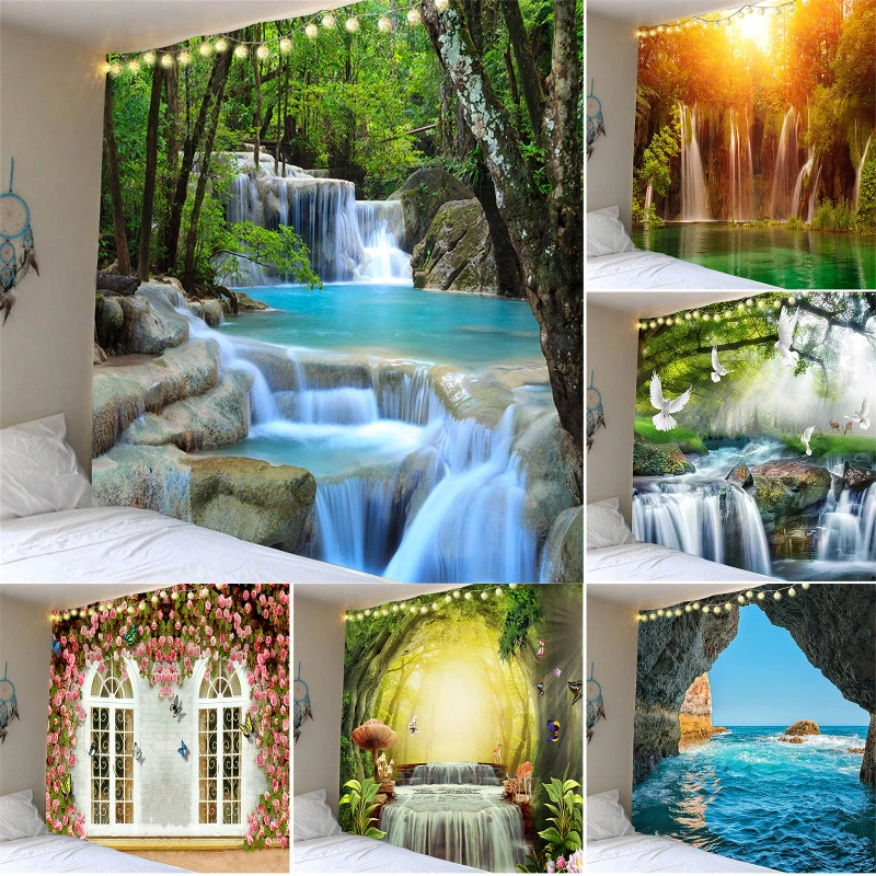 Fuwatacchi натуральный морской живописный фото настенный гобелен полиэфира