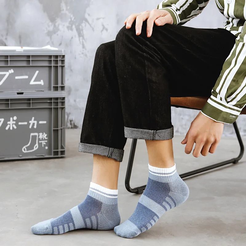 

Ankle Socks Mesh Spring Summer Japanese Color Matching Thin Section Deodorant Sweat-Absorbent Breathable Men Short Socks