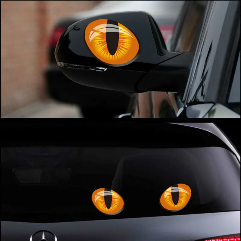 

2 шт., автомобильные виниловые 3d-наклейки в виде кошачьих глаз, 12 х10 см