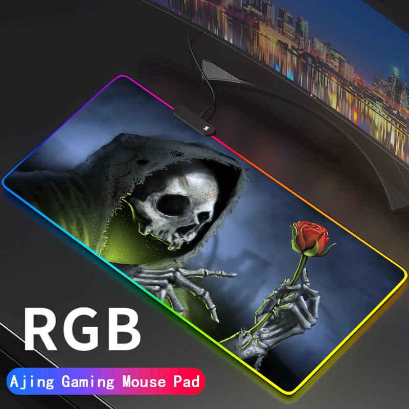 Игровой коврик для мыши RGB Grim Reaper игровой компьютерный со светодиодной