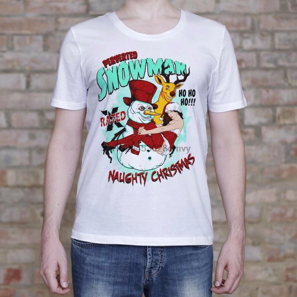 Непослушная Рождественская рубашка со снеговиком. X оценка забавная Мужская