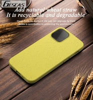 gescas eco friendly wheat straw soft tpu phone case for ios phone 12 mini pro max case candy color shockproof back cover