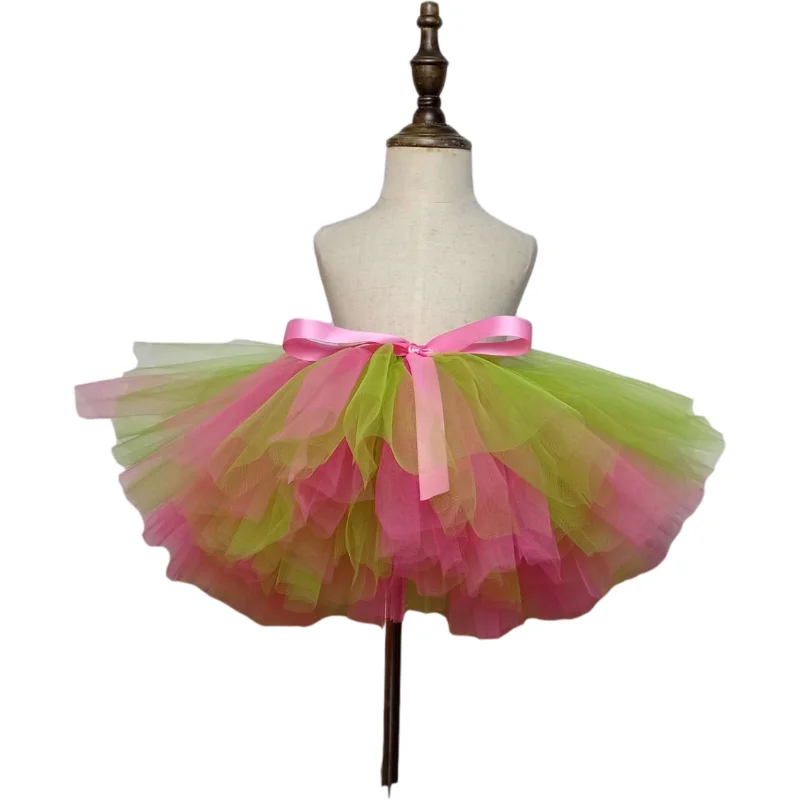 

Baby Girls Fluffy Tutu Skirt Dance Birthday Costume Tutu Skirt Green and hotpink Ball Gown Tutu Party Cosplay Children Clothing