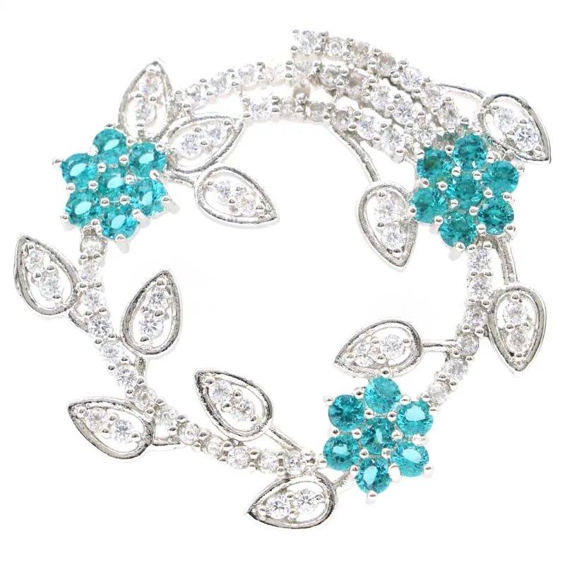 45x42 мм элегантный круглый насыщенного синего цвета Аквамарин Белый CZ женские