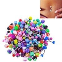 hot sales 100pcs mixed color ball belly button navel rings barbell body piercing jewelry wholesale dropshipping