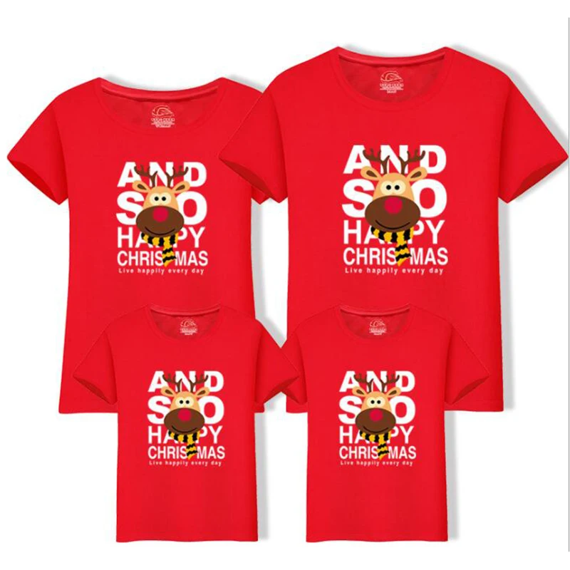 Новинка 2020 года Одежда для папы и мамы сына дочери Рождественская футболка