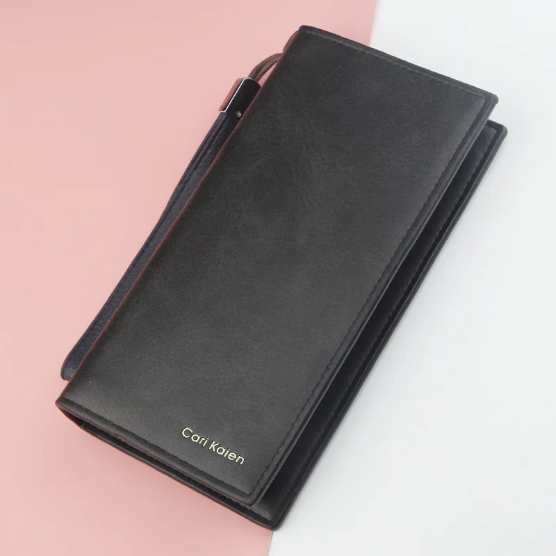 

Retro zipper ladies long wallet solid color multi-function belt wrist strap women's multi-card ID mobile phone wallet clutch