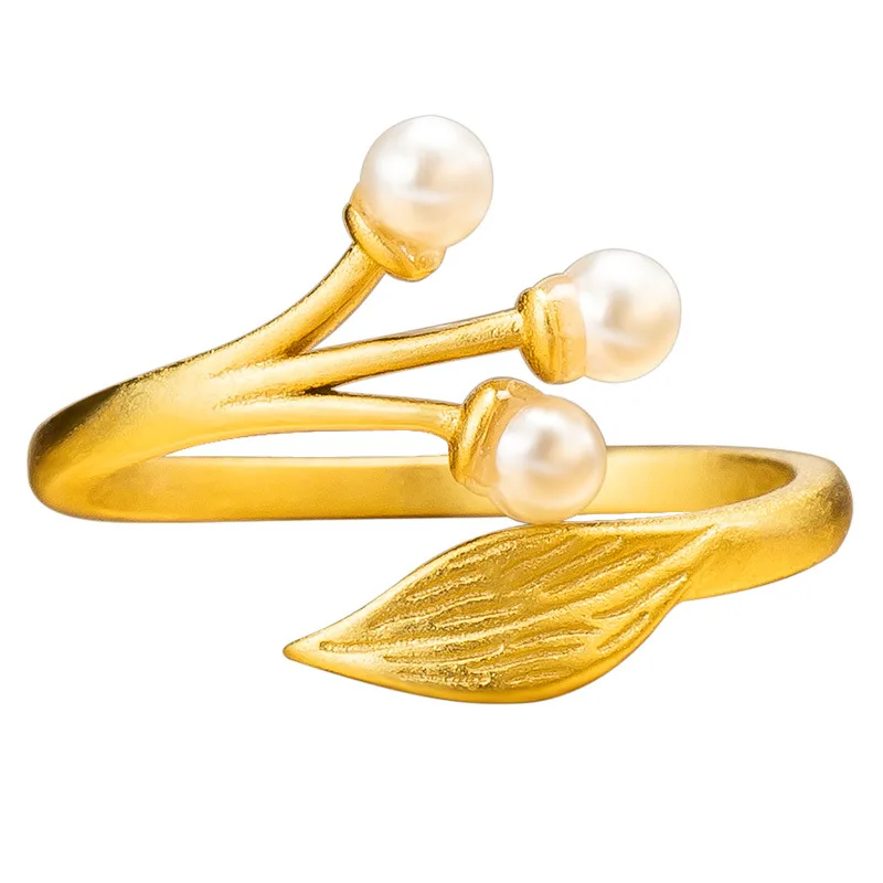 Женские открытые кольца из серебра 925 пробы с пресноводным жемчугом в этническом