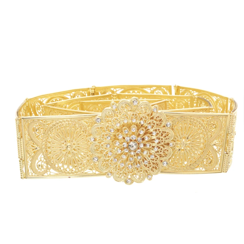Fashion crystal cutout metal wedding belt designed for women wedding belt latest style jewelry belt