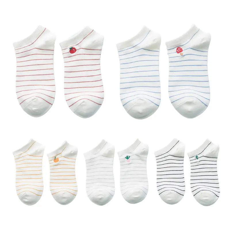 

Женские хлопковые носки-башмачки, милые короткие Чулочные изделия с вышивкой овощей и фруктов, 2020