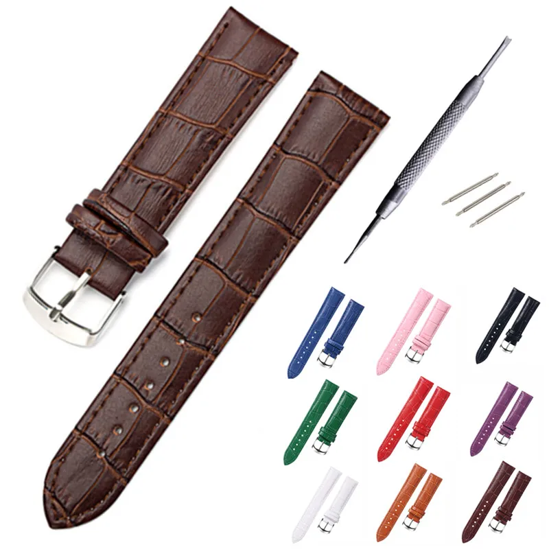 Watch Band Genuine Leather straps Watchbands 12mm 14mm 15mm 16mm 17mm 18mm 19mm 20mm watch accessories men Belt band