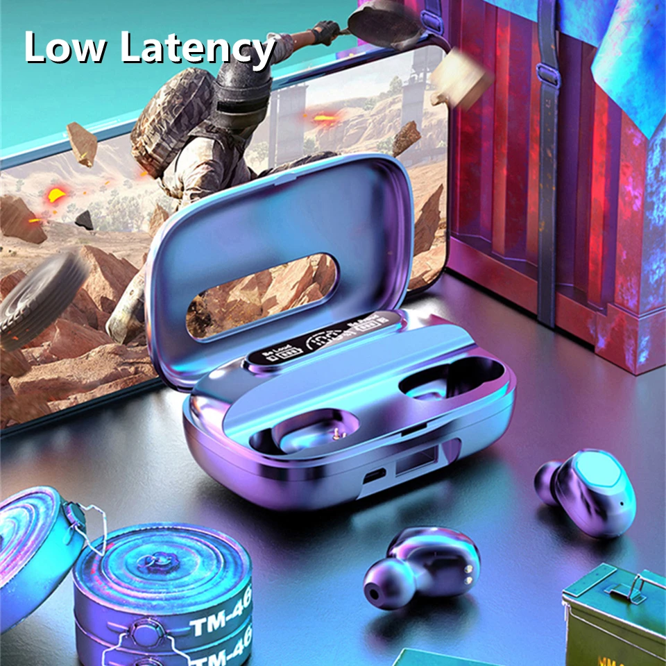 TWS Bluetooth 5 2 наушники с зарядным устройством беспроводные 9D стерео спортивные