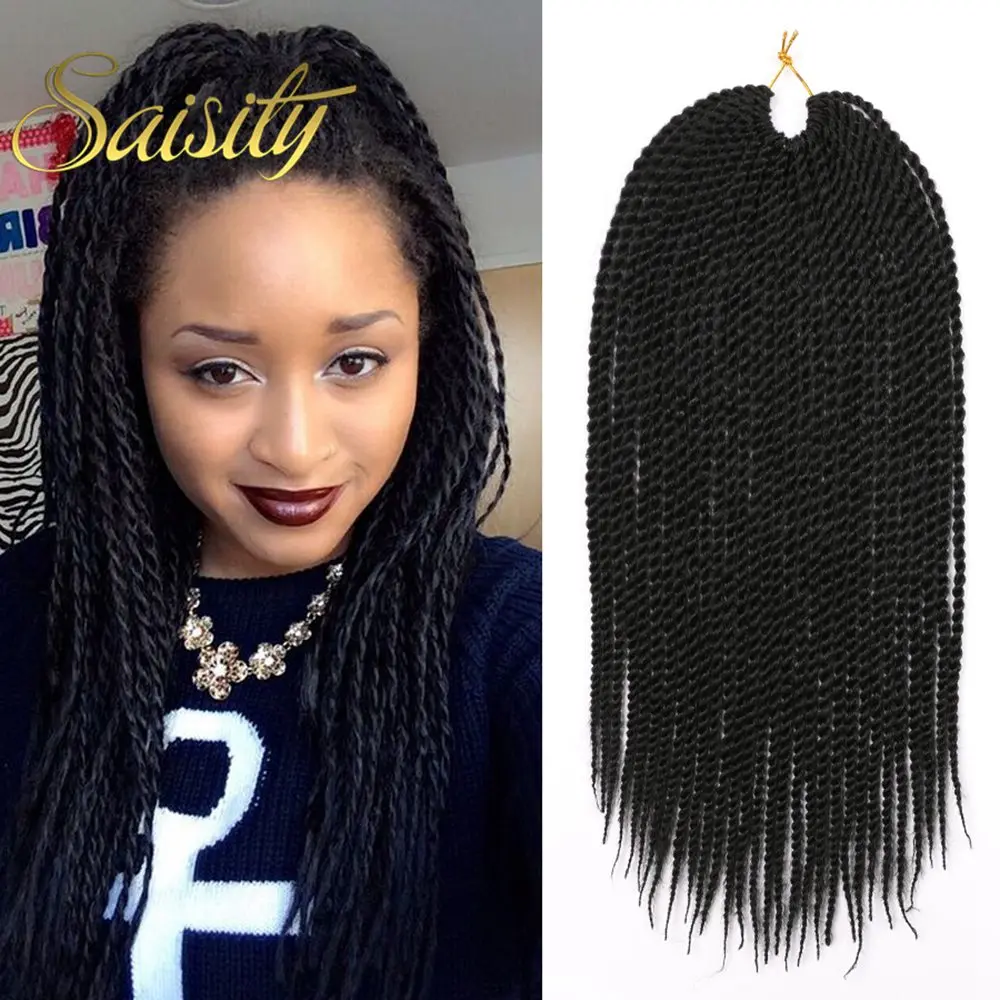 Saisity 14Inch 18 дюймов Тонкий небольшой Сенегальские закрученные косы с крючком