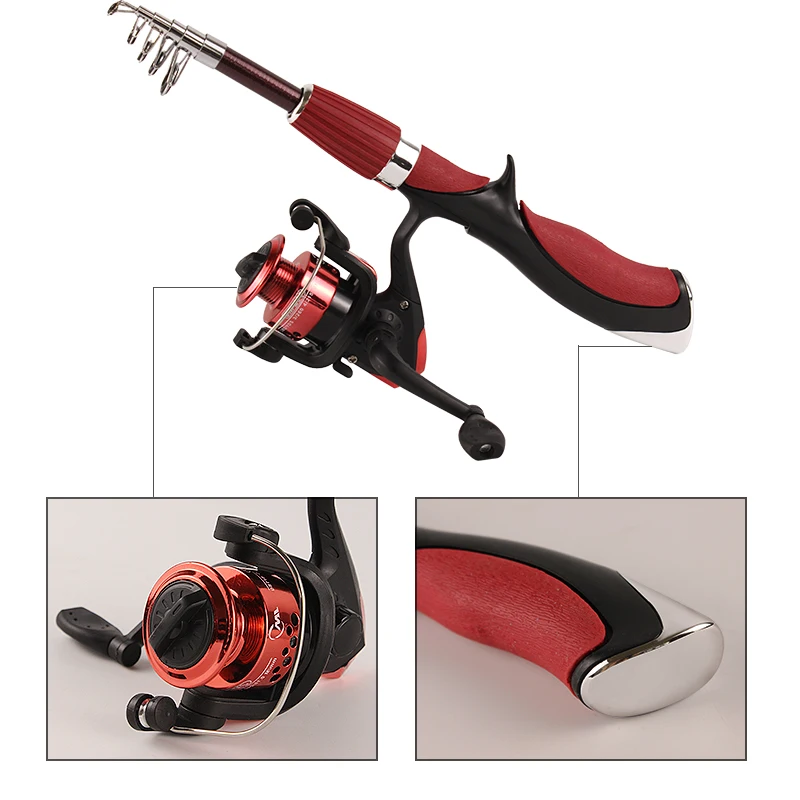 Телескопическая удочка из углеродного волокна с катушкой портативная для ловли