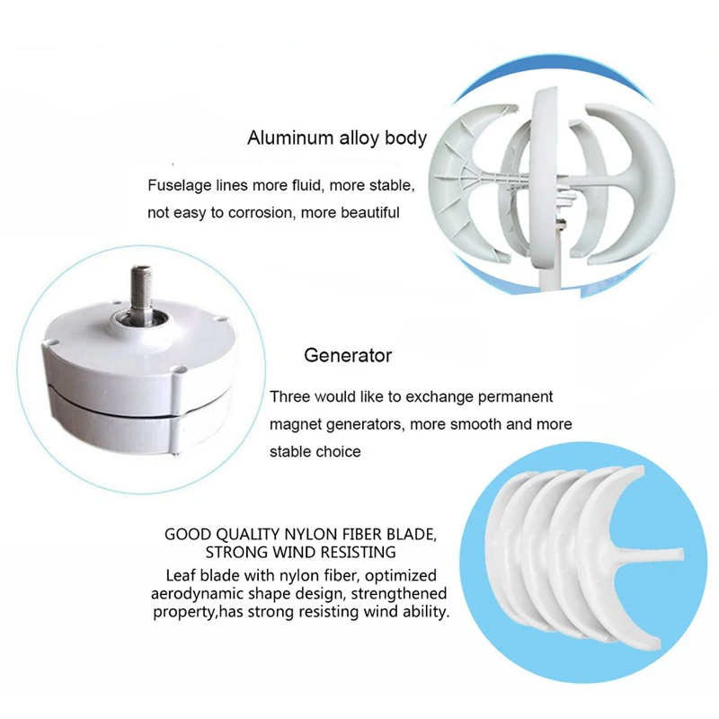 Ветряные турбины 600 Вт 24 В генератор с контроллером фонарь вертикальный 5