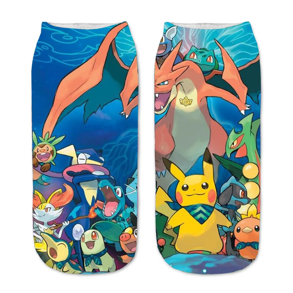 Новые детские носки Pokemon Pikachu со 3D-рисунком аниме Фигуры, милые носки для косплея для мальчиков и девочек из хлопка короткого кроя подарок 22см*7.8см.