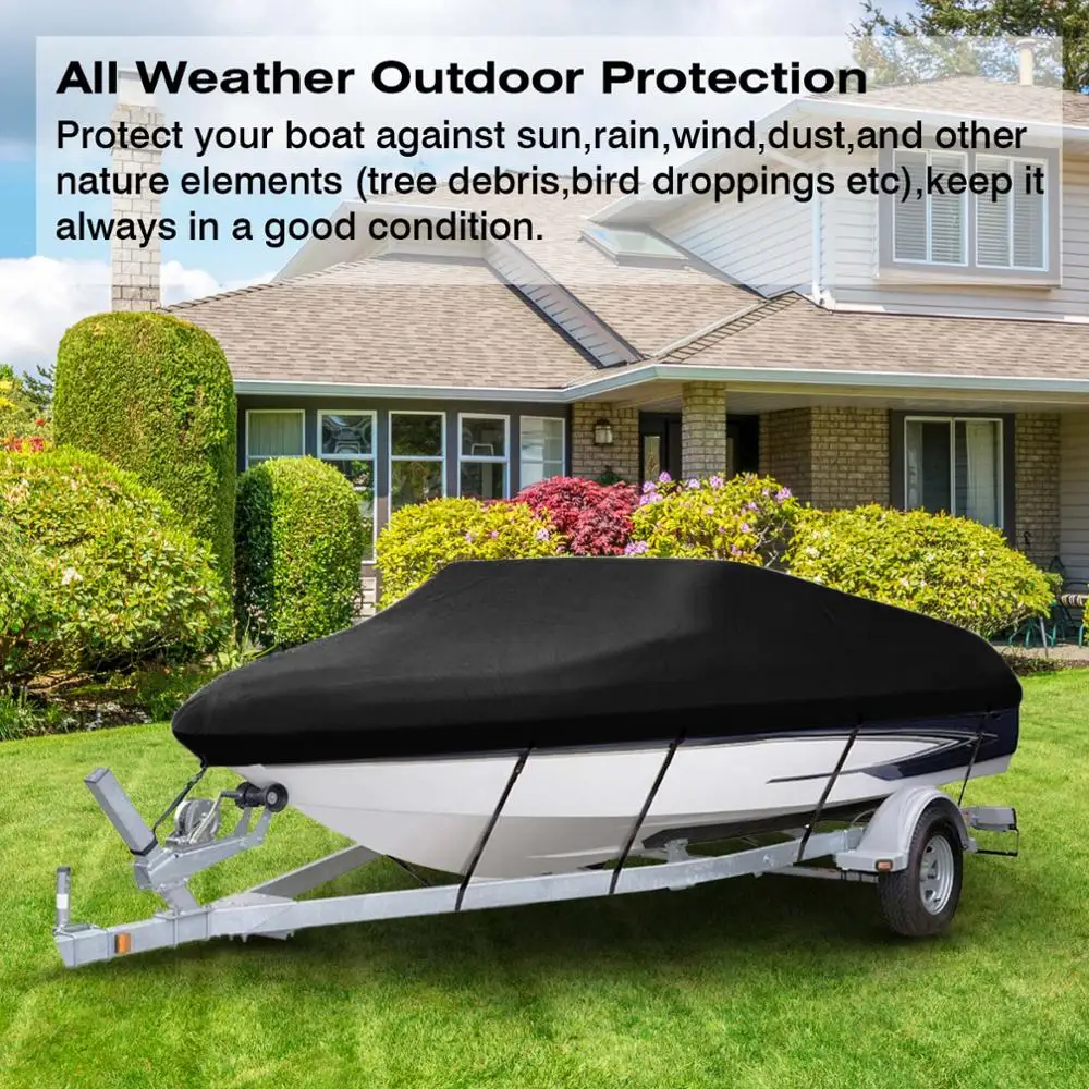 

11ft - 22ft 210D Trailerable Boat Covers Waterproof Rain Proof Sunproof UV Protector Speedboat Boat Cover Fishing Ski D35