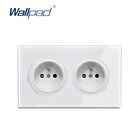 Настенная розетка Wallpad L6, двойная, 2 комплекта, французская розетка, белая панель из закаленного стекла, 146 х 86 мм