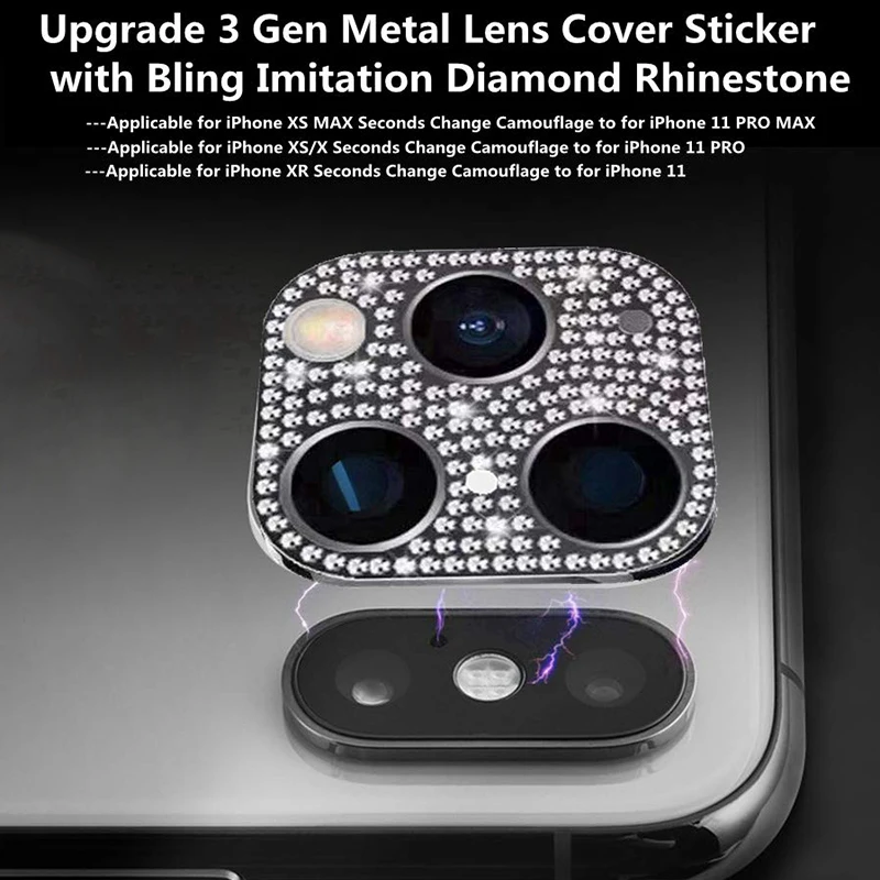 Case For iPhone XS MAX XR X Seconds Change To 11 Pro Max Inlaid Rhinestone Camera Cover Etui Telephone Lentille Coque | Мобильные