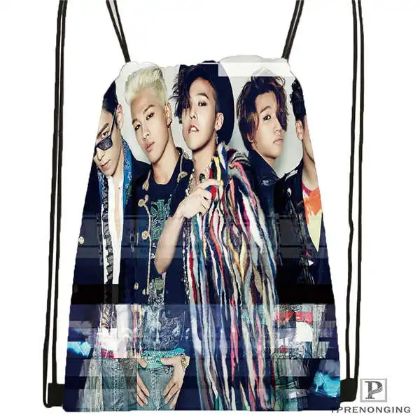 Drawstring Backpack Custom big bang(45) походная сумка на шнурке милый рюкзак для детей(черная спинка) 31x40 см#180612-03-big bang - Цвет: Drawstring Backpack