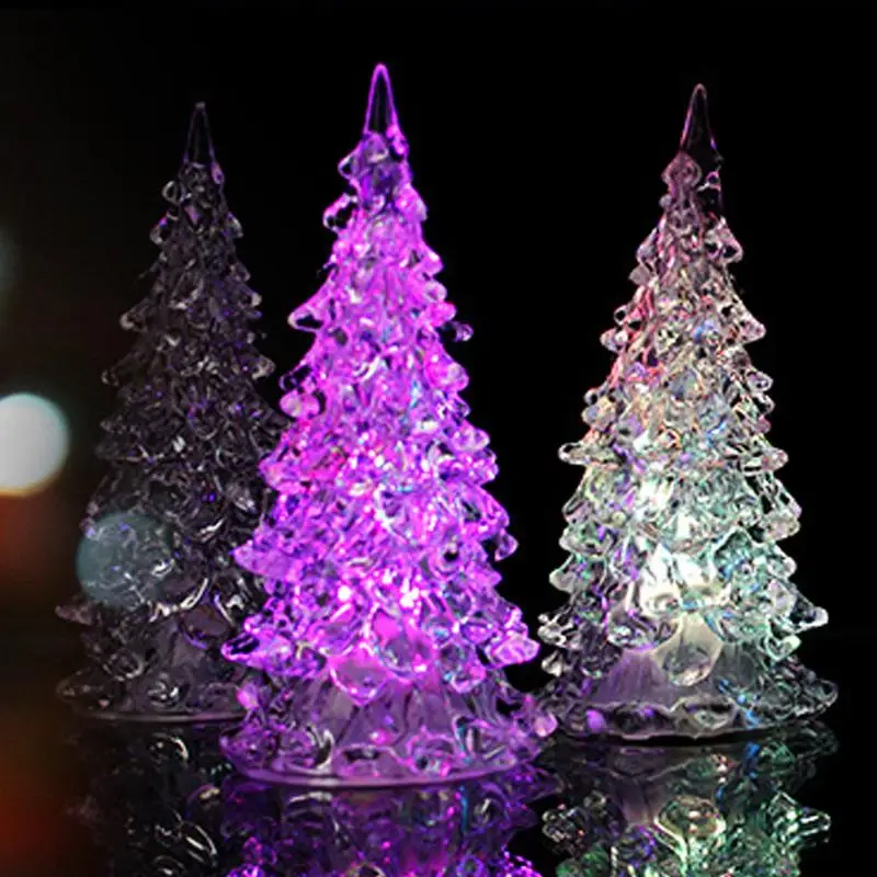 

7 Colors Colorful Dream Merry LED Color Changing Mini Christmas Xmas Tree Home Table Party Decor Charm Small Night Light Acrylic