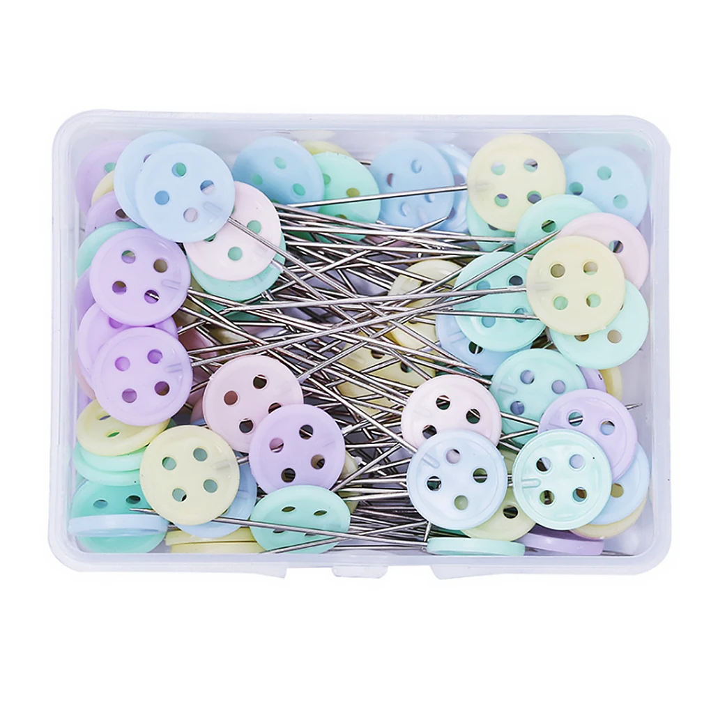 

100Pcs Plastic Flat Head Pins Straight Quilting Pins Mixed Color DIY Sewing Needles Mixed Color DIY Sewing Needles, Fastener