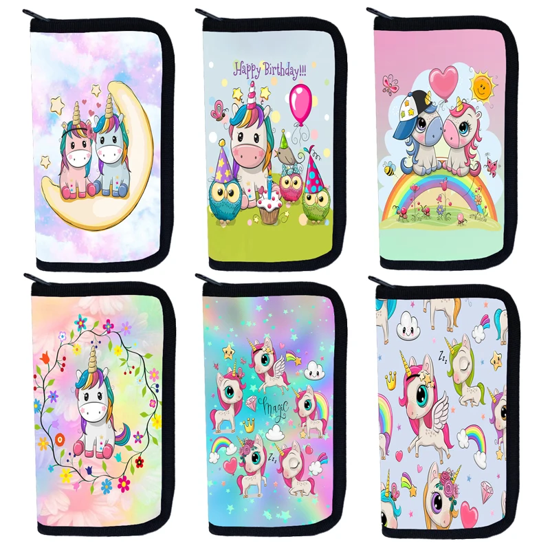 

Длинный кошелек с милым единорогом, милый мультяшный кошелек, кошельки на молнии, мультяшный пони, подарок на день рождения для мужчин и жен...