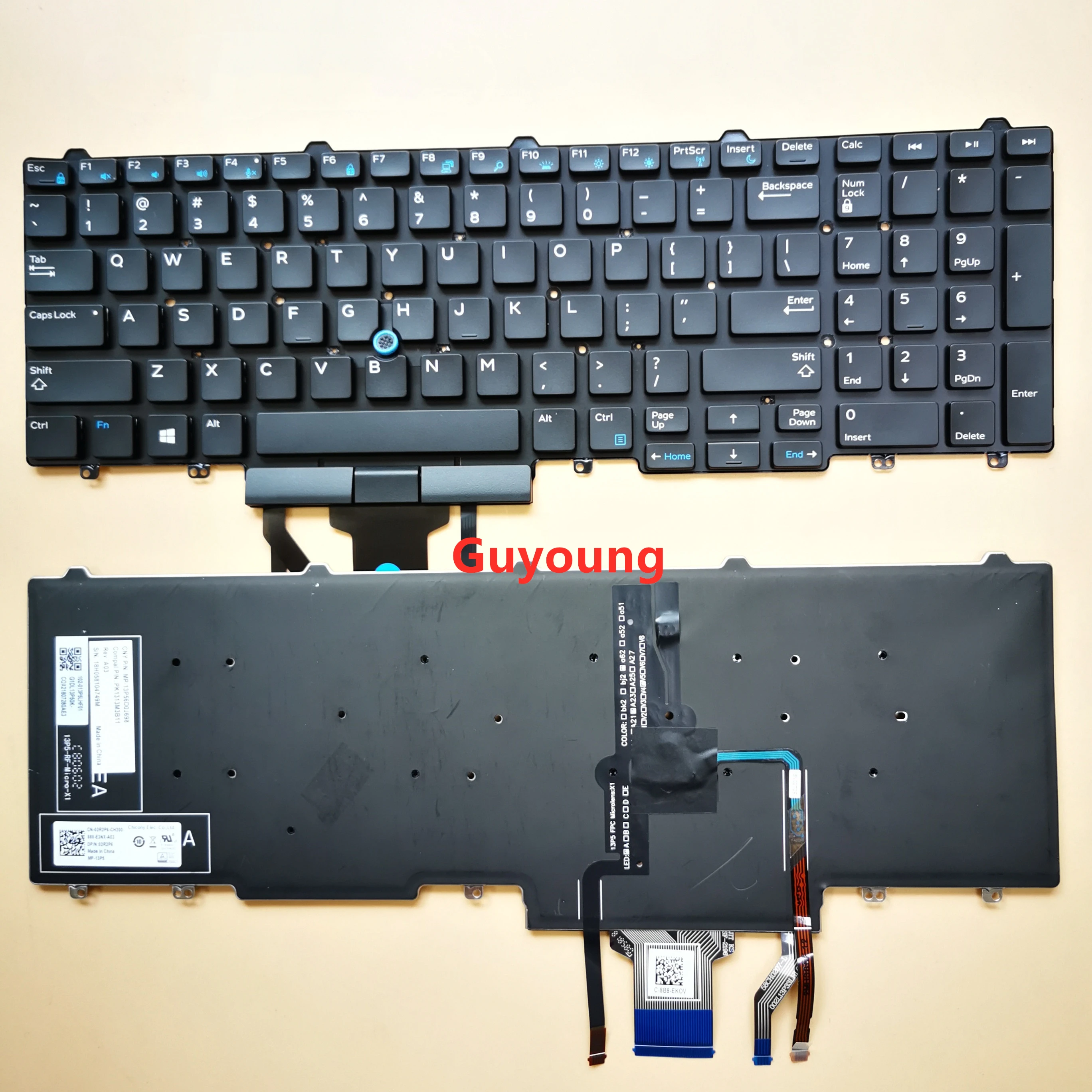 Английская клавиатура с подсветкой для ноутбука Dell Latitude E5550 E5570 Precision 7710 Stick Pointer |