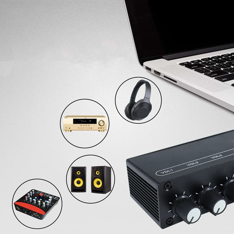 

Heareal HiFi Sound Quality Audio Signal 2 in 4 Out Mixing Splitter Amplifier Simultaneous Input and Output EU Plug