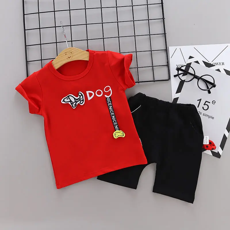 

Summer Fashion Casual Newborn Baby Boys Toddler Clothes animal dog Short Sleeve Top Shorts 2Pcs/set Cotton Kids Outfits Clothing