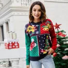 Рождественский свитер, женское вязаное платье-свитер 2021, Женские Новые пуловеры с рисунком снежинок, дерева, колокольчиков, Женские Повседневные свитера