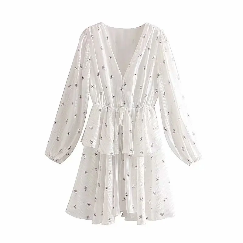 2019 Новое Женское асимметричное платье с высокой уличной печатью и оборками