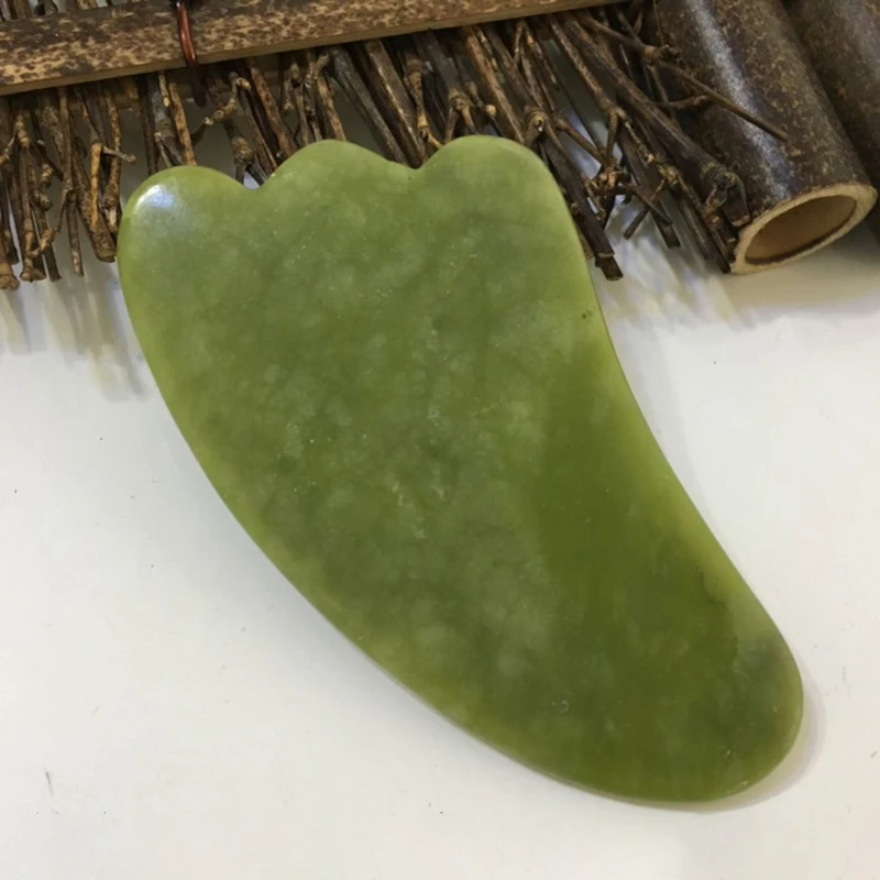 Натурального нефрита роликовый лицевой массажер Настоящий камень для лица с