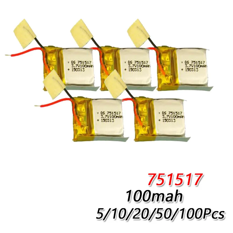 100mah 3 7 v 751517 перезаряжаемая батарея для Cheerson CX 10 CX10 CX12 JJ820 V646 V676 JJ810 RC вертолет