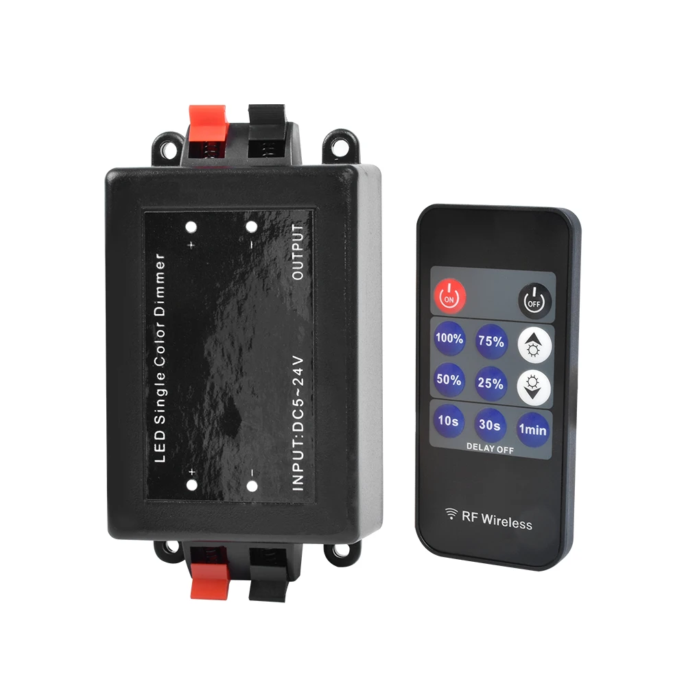 

DC12V-24V 8A RF Wireless Remote Control LED Dimmer for Single Color LED Strip Lights