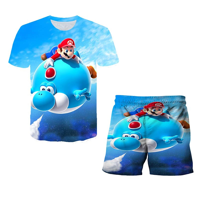 

Super Mario Tshirts Suits Baby T Shirt Children's Cartoon Clothing Sets T-shirt & Shorts 2 Pieces Sets Girls Boys Clothes Suit