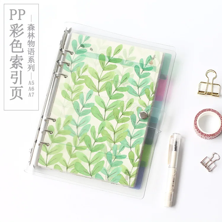 

Original PP Transparent 6 Hole Color Index Page Manual Ledger Classification Page A5A6A7 Loose-leaf Partition