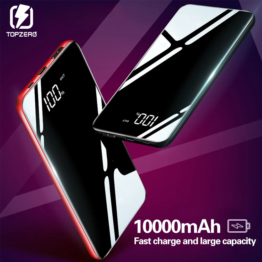 10000 мАч банк питания для Xiaomi портативное зарядное устройство зеркальные