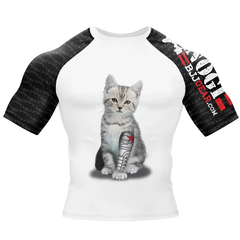 Мужская футболка с 2 длинными рукавами и принтом панды для MMA BJJ тренировок