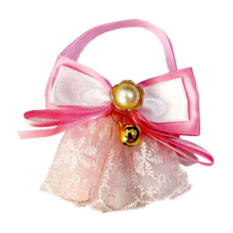 Элегантный кружевной воротник с бантом для кошек колокольчиком собак бандана