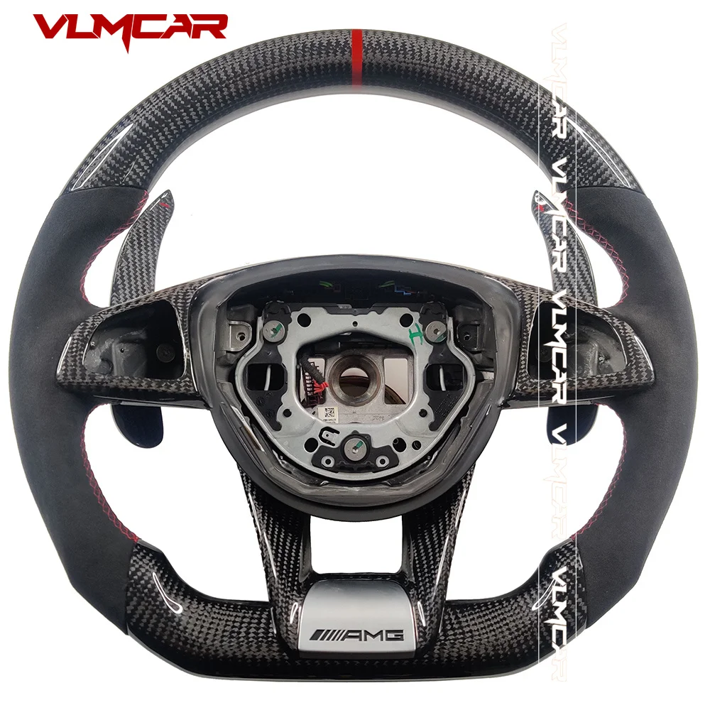 Custom Alcantar Carbon Fiber Steering Wheel For Benz W205 W213 E43 CLS63 AMG GT C63S E63S