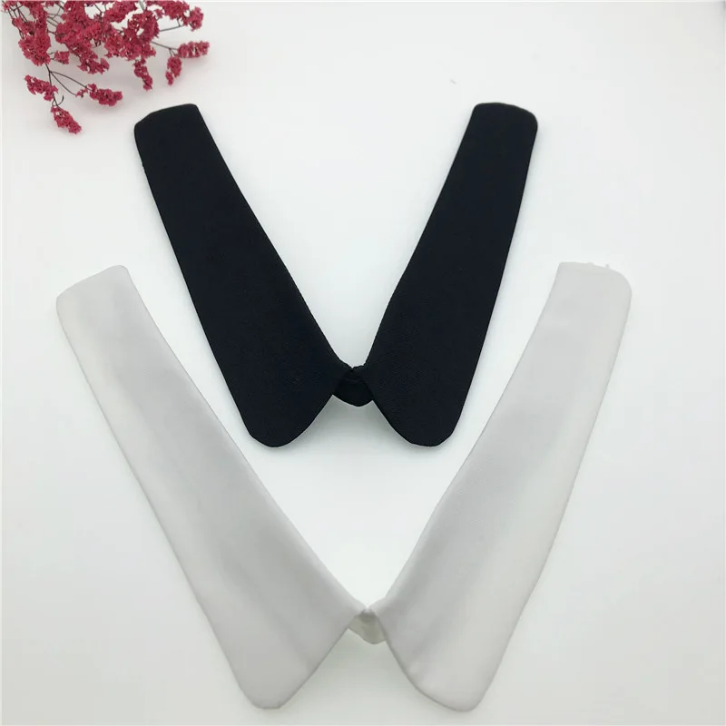 1pcs White Женский Галстук из шифона и хлопка с леопардовым принтом, джинсовый воротник с пуговицами, искусственный воротник с элегантным съемным воротником, съемный топ с отворотом - Цвет: 1pcs White
