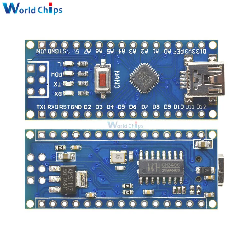 Плата контроллера 10 шт./лот Mini USB CH340 Nano 3 0 Atmega328P atmega328 плата для Arduino MEGA328 V3.0 5V 16M